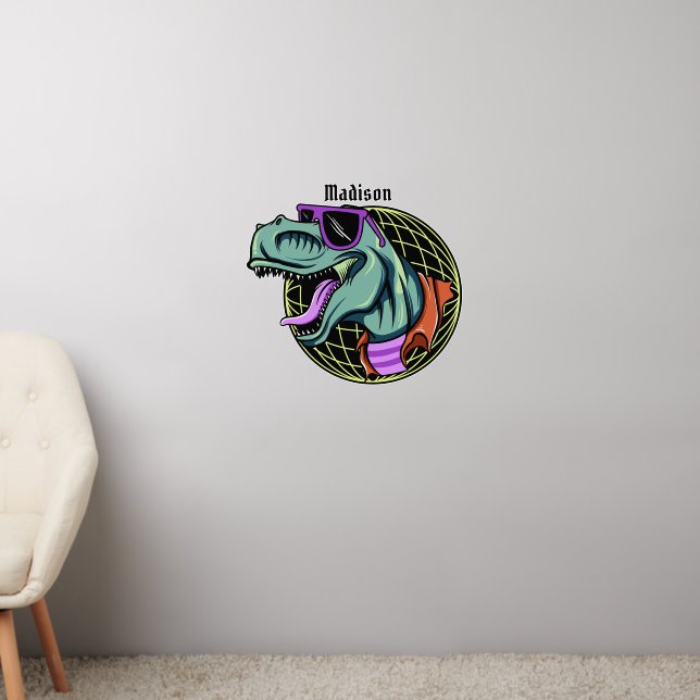 Hipster T-Rex custom name Wall Decal (Living Room 2)