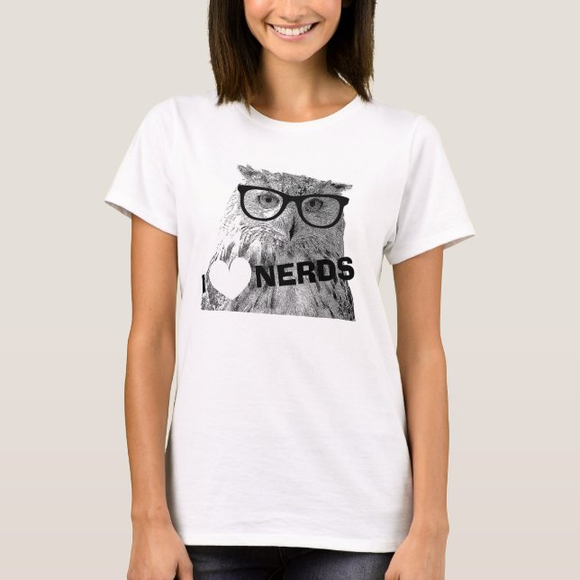 Hipster t shirt for women | I love nerds (Front)