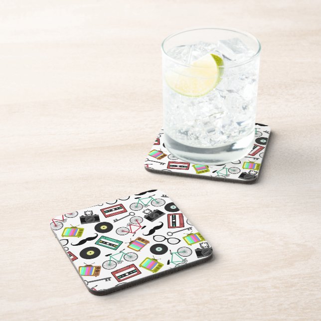 Hipster Themed Cork Coasters (Right Side)