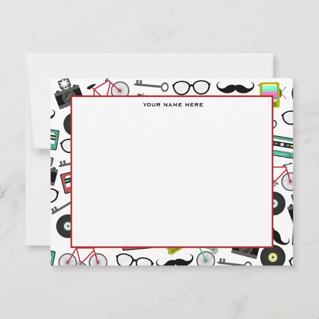 Hipster Themed Flat Notecards (Front)