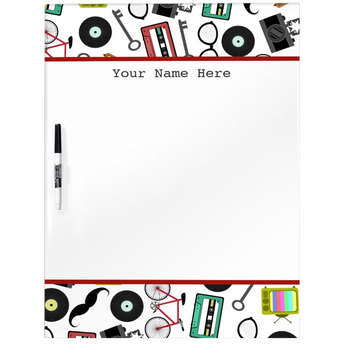 Hipster Themed Personalized Dry Erase Board