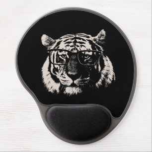 Hipster Tiger With Glasses Gel Mouse Pad