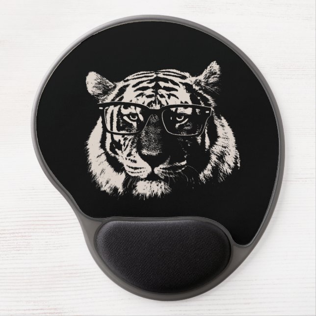 Hipster Tiger With Glasses Gel Mouse Pad (Front)