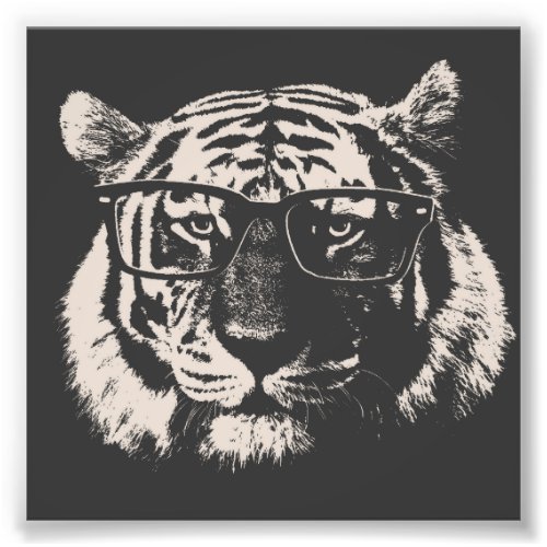 Hipster Tiger With Glasses Photo Print