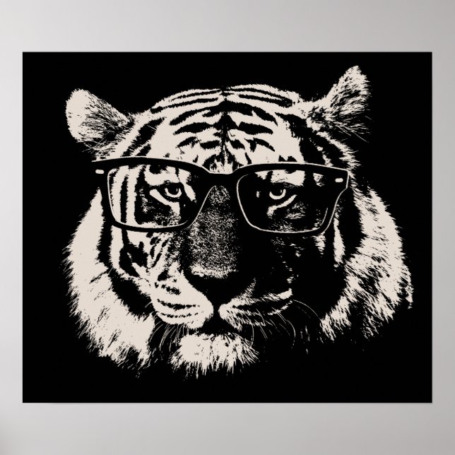 Hipster Tiger With Glasses Poster (Front)
