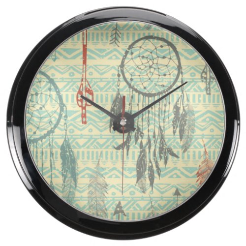Hipster,tripal,pattern,grunge,retro,trendy,girly, Aquavista Clock