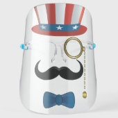 Hipster Uncle Sam With Top Hat, Mustache, Monocle Face Shield (Front)