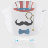 Hipster Uncle Sam With Top Hat, Mustache, Monocle Face Shield (Front w/Glasses)
