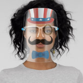 Hipster Uncle Sam With Top Hat, Mustache, Monocle Face Shield (Insitu)