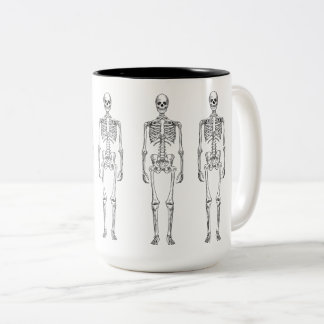 Hipster Vintage Skeleton 15 oz Two-Tone Mug