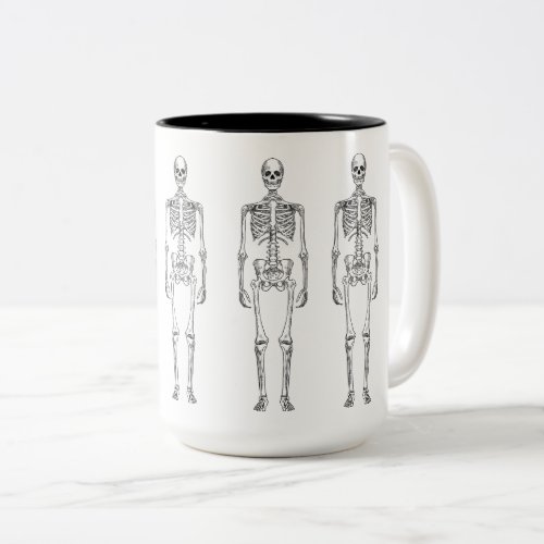 Hipster Vintage Skeleton 15 oz Two_Tone Mug
