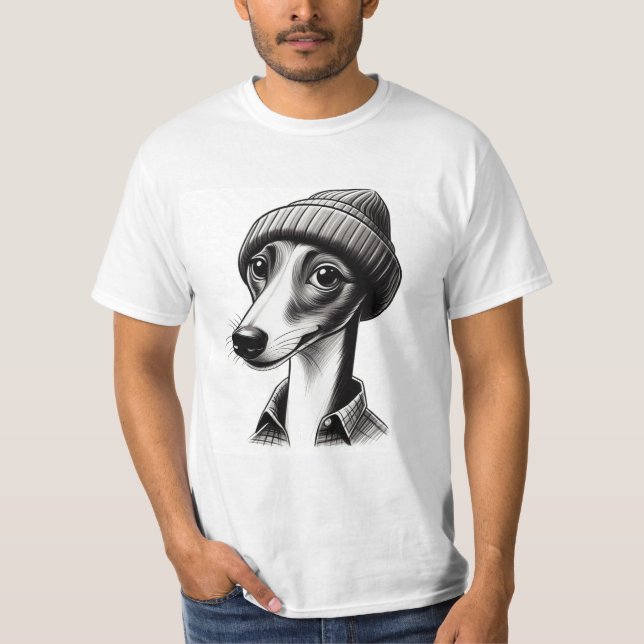 Hipster Whippet T-Shirt (Front)