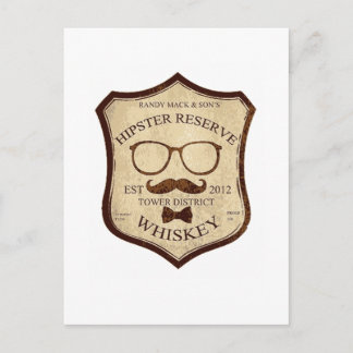 hipster whiskey logo postcard