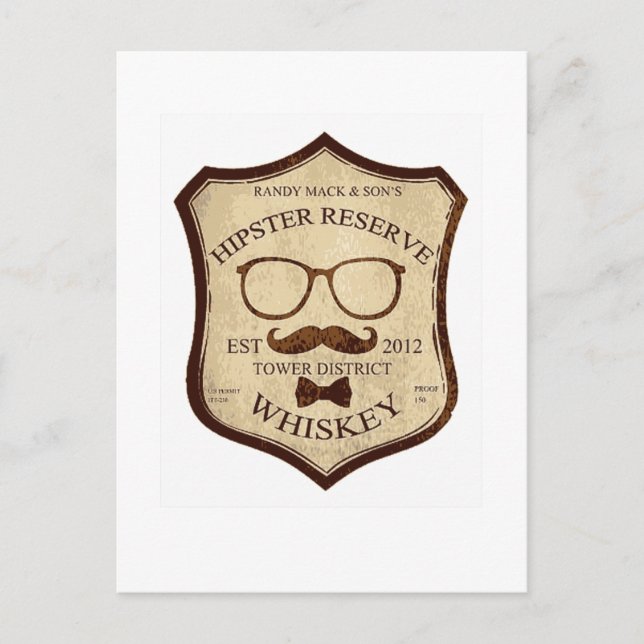hipster whiskey logo postcard (Front)