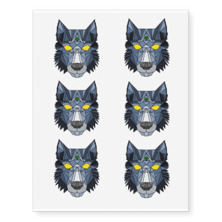 Hipster wolf Geometric Tattoo x 6