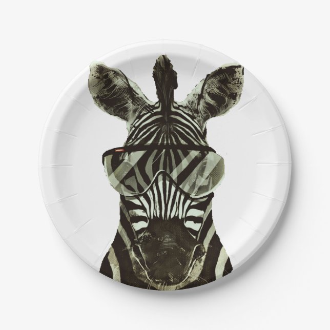 Hipster Zebra Paper Plates (Front)