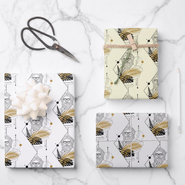 Hipster Zeus Greek God Pattern Wrapping Paper Sheets (Front)