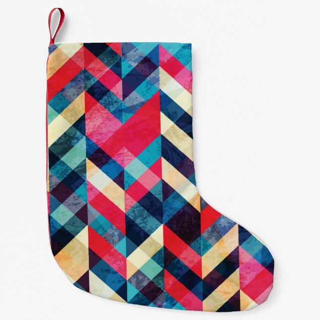 Hipster zigzag: grunge seamless pattern. small christmas stocking (Front)