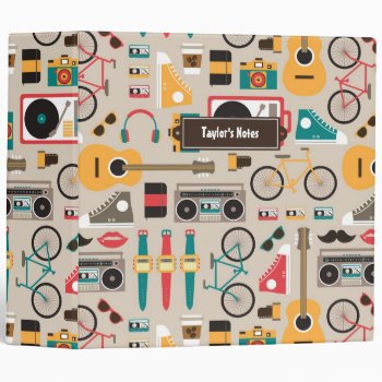 Hipsterrific Hipster Things Pattern (cinereous) Binder by funkypatterns at Zazzle