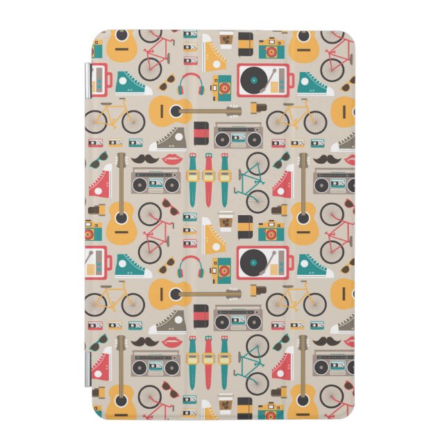 Hipsterrific Hipster Things Pattern (Cinereous) iPad Mini Cover (Front)