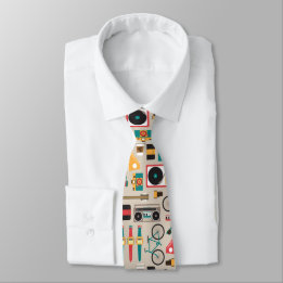 Hipsterrific Hipster Things Pattern (Cinereous) Neck Tie