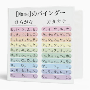 Hiragana and Katakana Japanese Language Your Name 3 Ring Binder