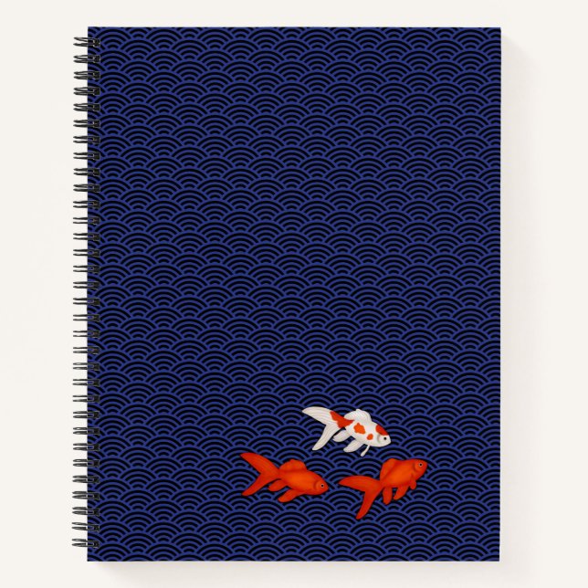 Hiragana & Goldfish Personalized Japanese Student Notebook (Front)
