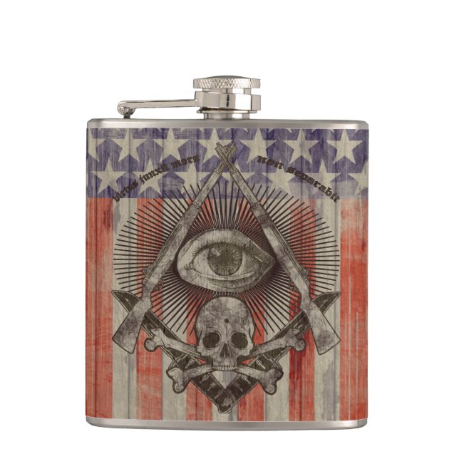 Hiram Abiff Freemasons flask with American colors (Front)
