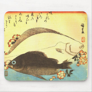 Hirame & Mebaru - Hiroshige's Japanese Fish Print Mouse Pad