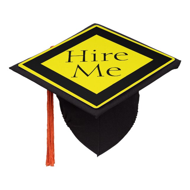 Hire Me Typography Graduation Cap Topper (Angled)