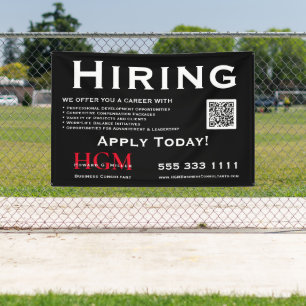 Hiring Black Red White Monogram Logo Business Banner