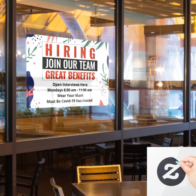  Hiring Join Our Team Help Wanted Custom Window Cling (Restaurant Window)