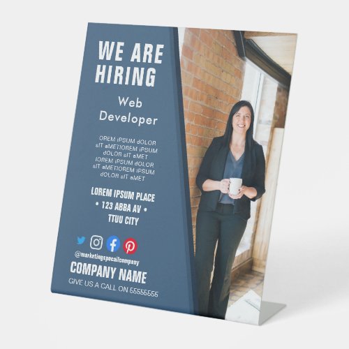 hiring staff BUSINESS custom logo flyer Poster  Pedestal Sign