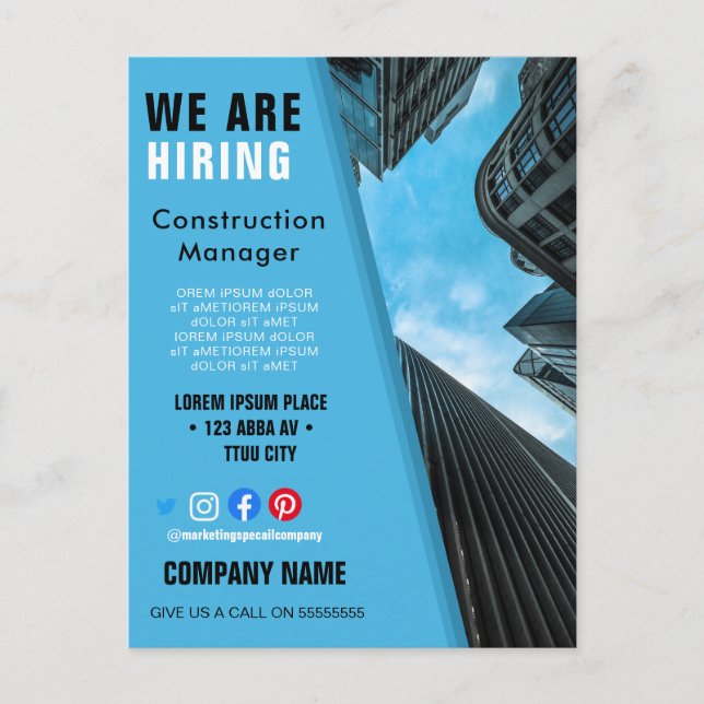hiring staff BUSINESS custom logo flyer Poster  Po Postcard (Front)