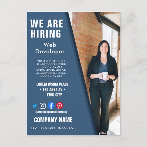 hiring staff BUSINESS custom logo flyer Poster  Po Postcard