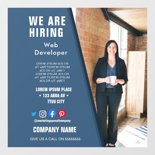 hiring staff BUSINESS custom logo flyer Poster  Window Cling (Sheet)