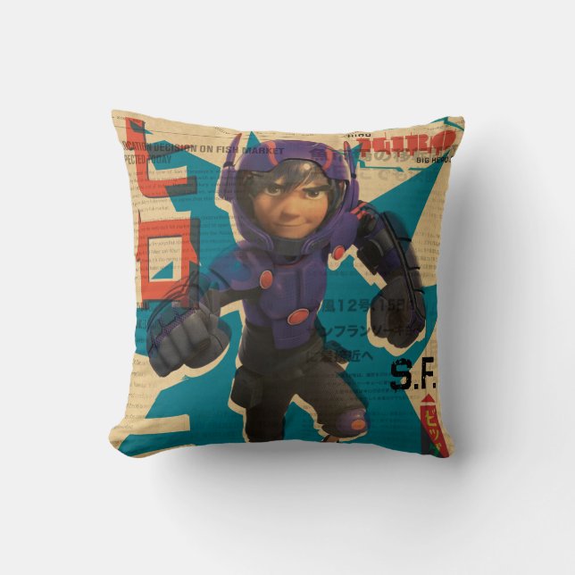 Hiro Propaganda Throw Pillow (Front)