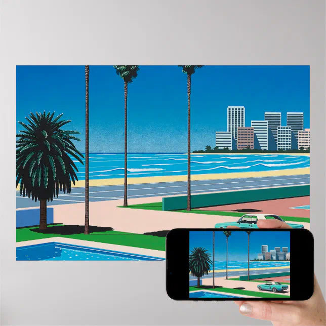 hiroshi nagai art paintings city pop and airplane poster | Zazzle