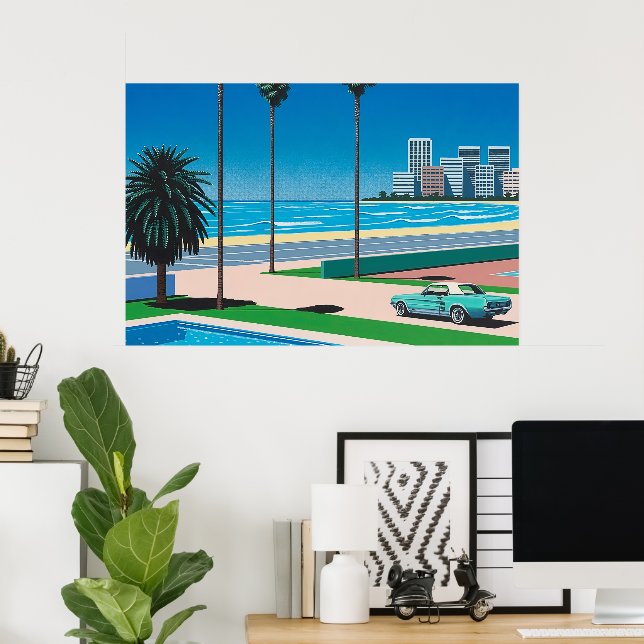 hiroshi nagai art paintings city pop and airplane poster | Zazzle