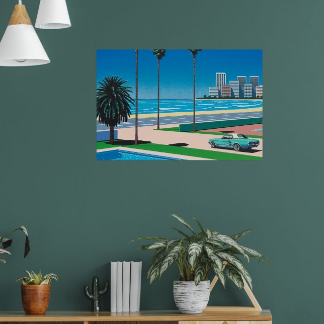 hiroshi nagai art paintings city pop and airplane poster | Zazzle