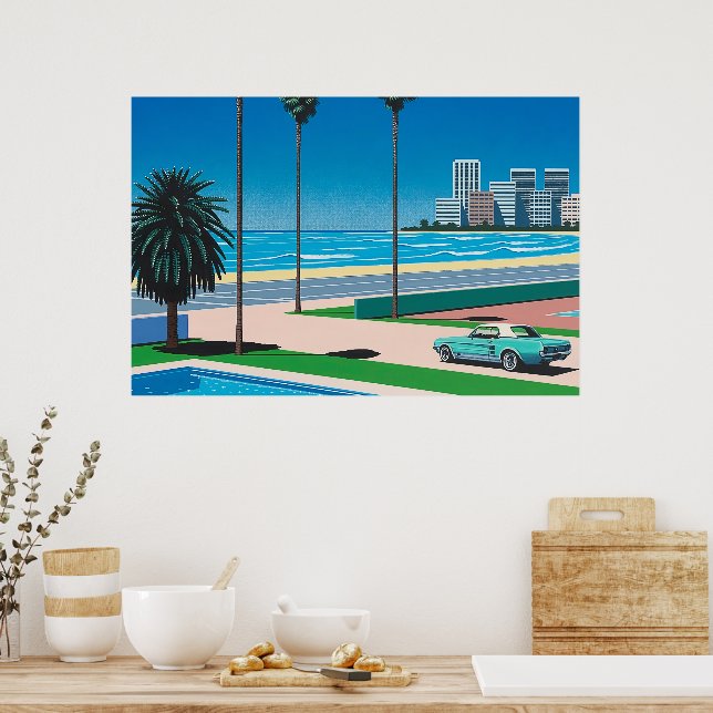 hiroshi nagai art paintings city pop and airplane poster | Zazzle