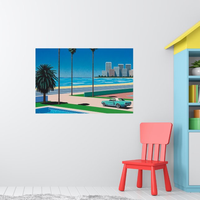 hiroshi nagai art paintings city pop and airplane poster | Zazzle