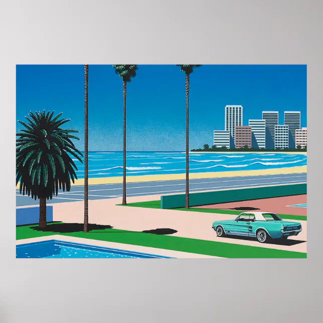 hiroshi nagai art paintings city pop and airplane poster | Zazzle