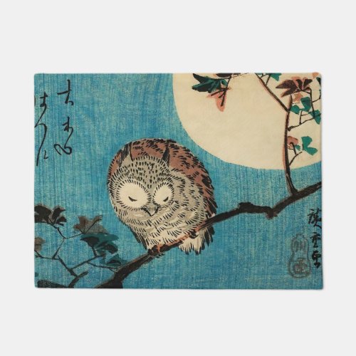Hiroshige _ Horned Owl Maple Branch Doormat