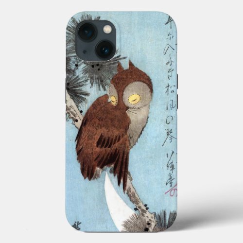 Hiroshige _ Horned Owl Pine and Crescent Moon iPhone 13 Case