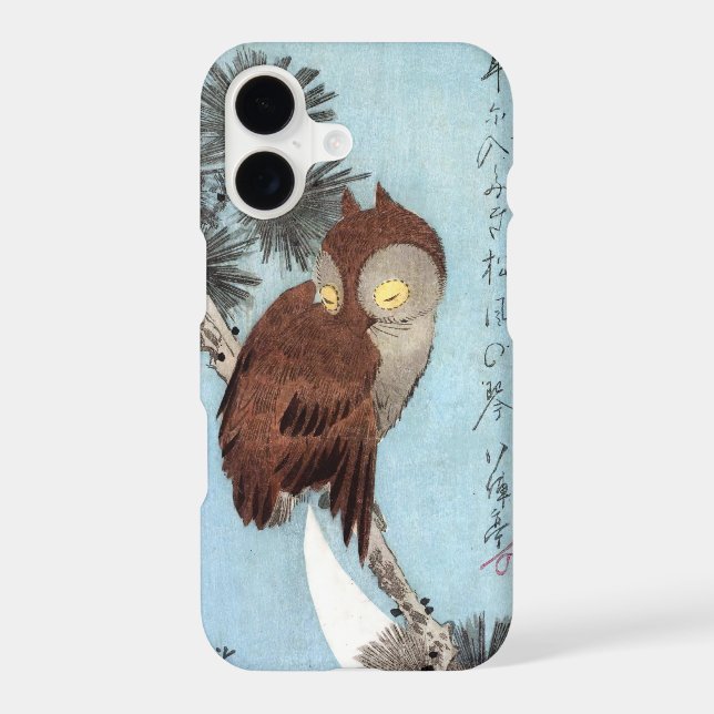 Hiroshige - Horned Owl, Pine, and Crescent Moon Case-Mate iPhone Case (Back)