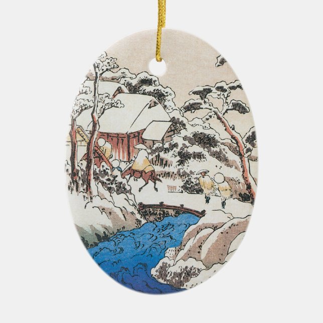 Hiroshige Japanese Fine Art Christmas Ceramic Ornament (Front)