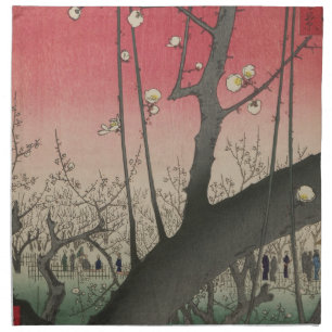 Hiroshige Plum Estate Kameido: Vintage Japanese Cloth Napkin