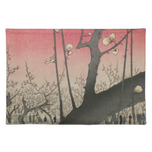 Hiroshige Plum Estate Kameido: Vintage Japanese Cloth Placemat