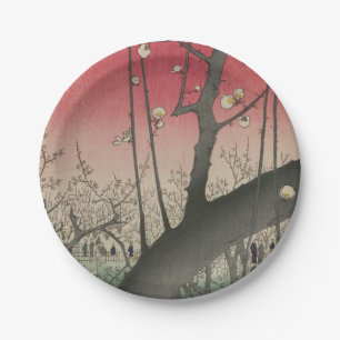 Hiroshige Plum Estate Kameido: Vintage Japanese Paper Plates